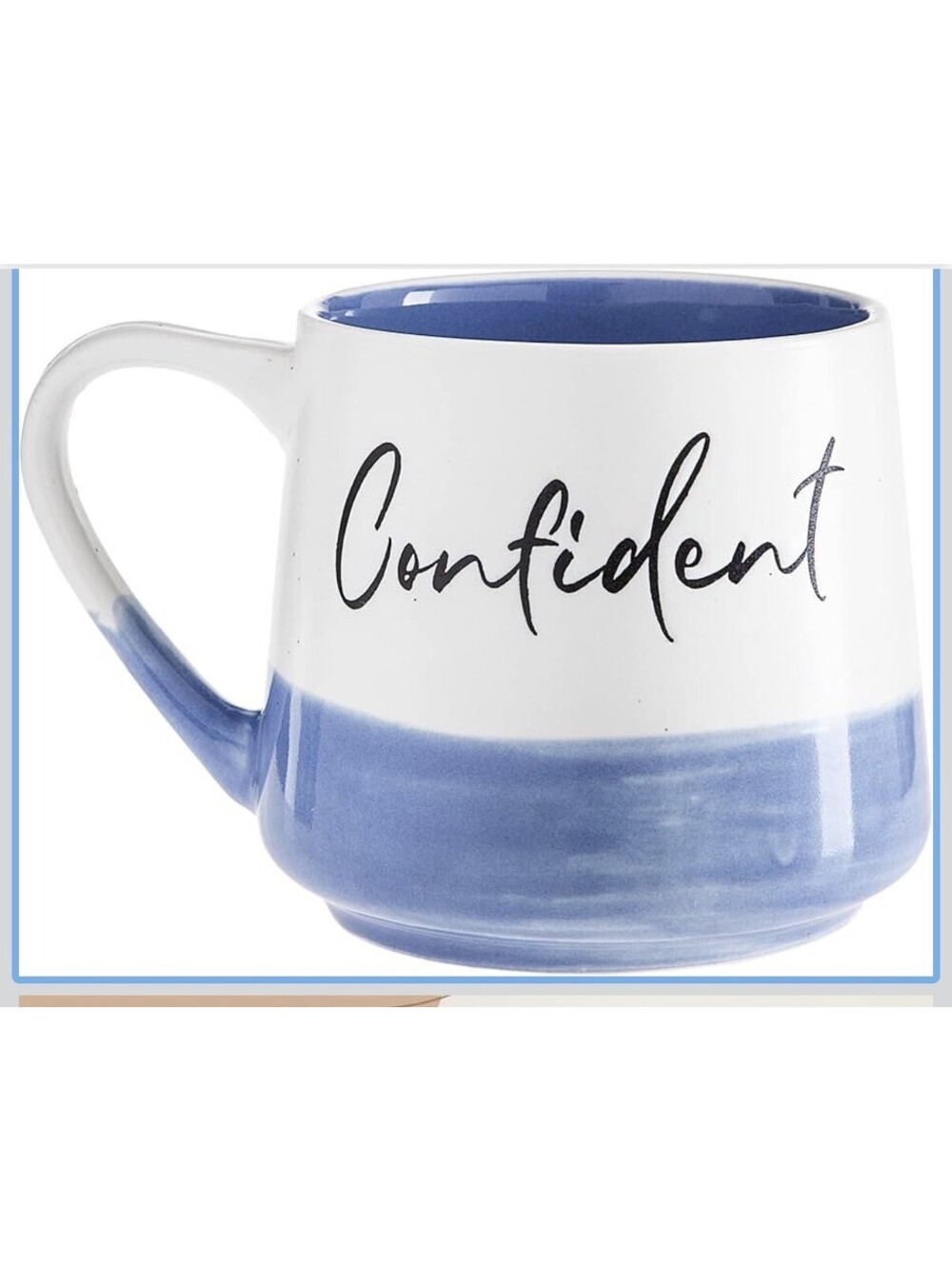 CONFIDENT 20 oz Coffee Mugs, Large Mugs Light Blue White Cilorblock